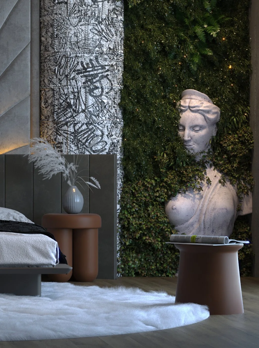 Nature Within Walls: Sculptural Bedroom by HRarchZ — design view