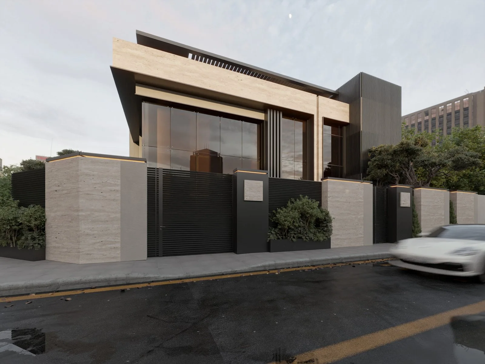 Framed Stone El Mubarak Villa – Riyadh — design view