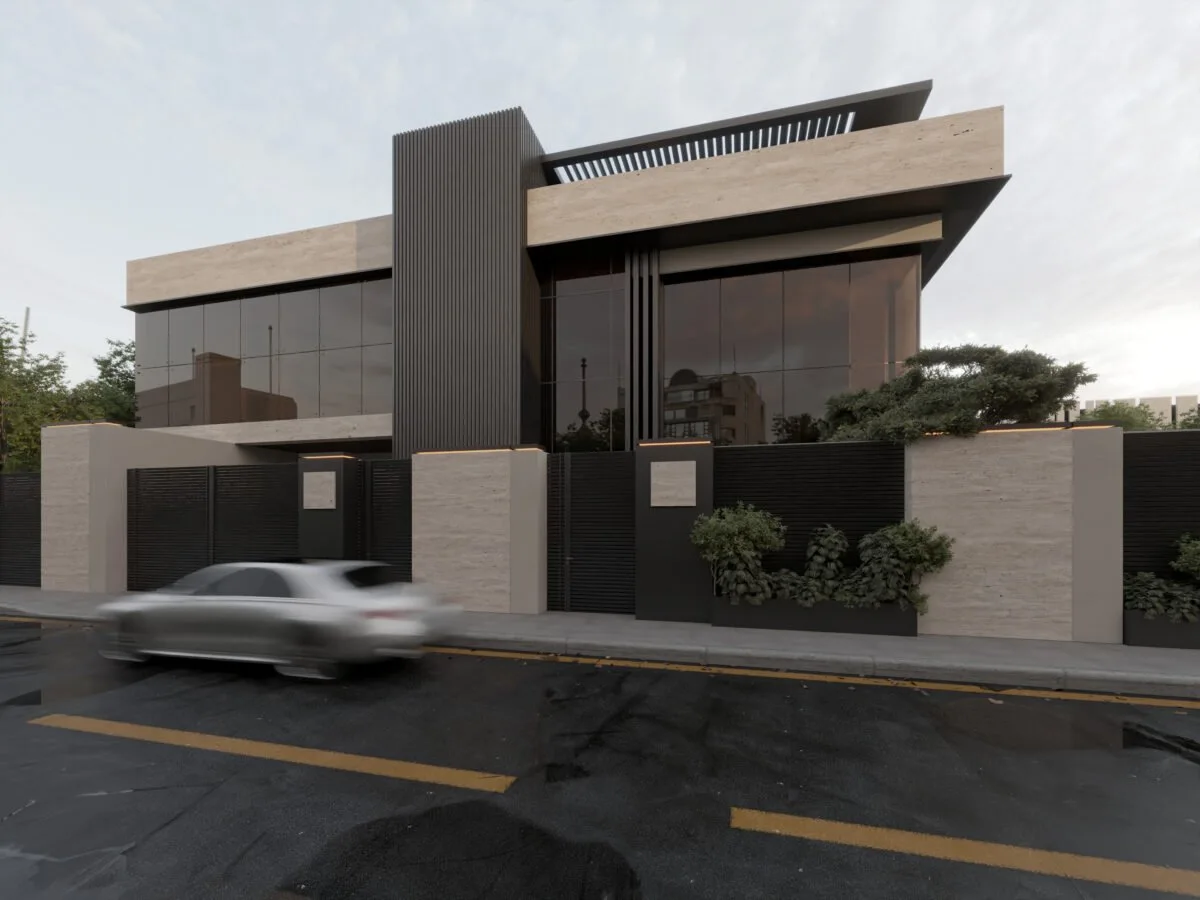 Framed Stone El Mubarak Villa – Riyadh — design view
