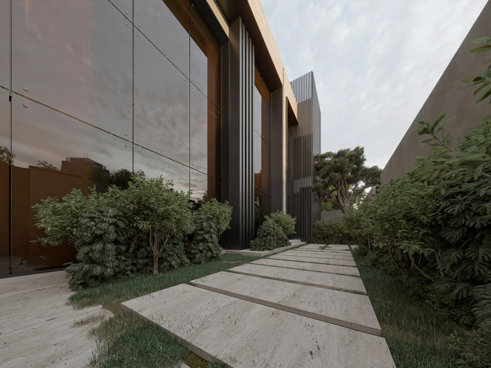 Framed Stone El Mubarak Villa – Riyadh — design view