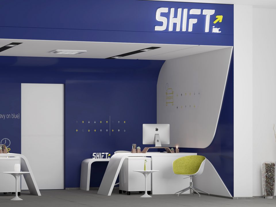 shift jeddah in KSA modern blue design with simple straight lines