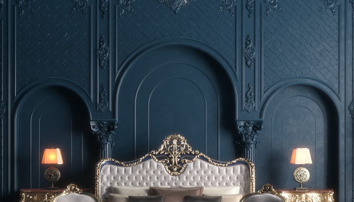 classic bed room blue
