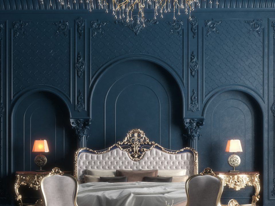 classic bed room blue