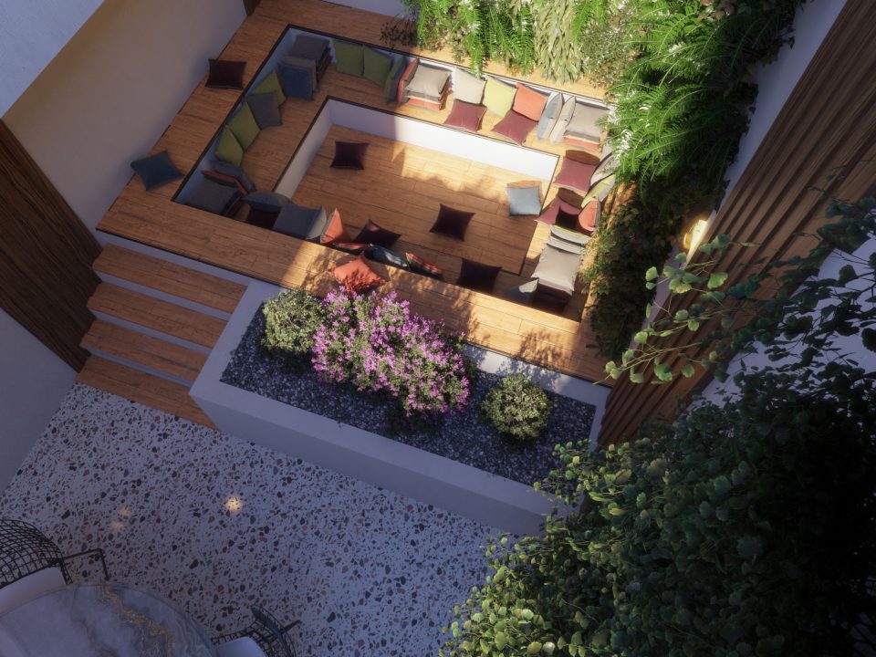 garden concept comfy atmosphere surrounded with plants