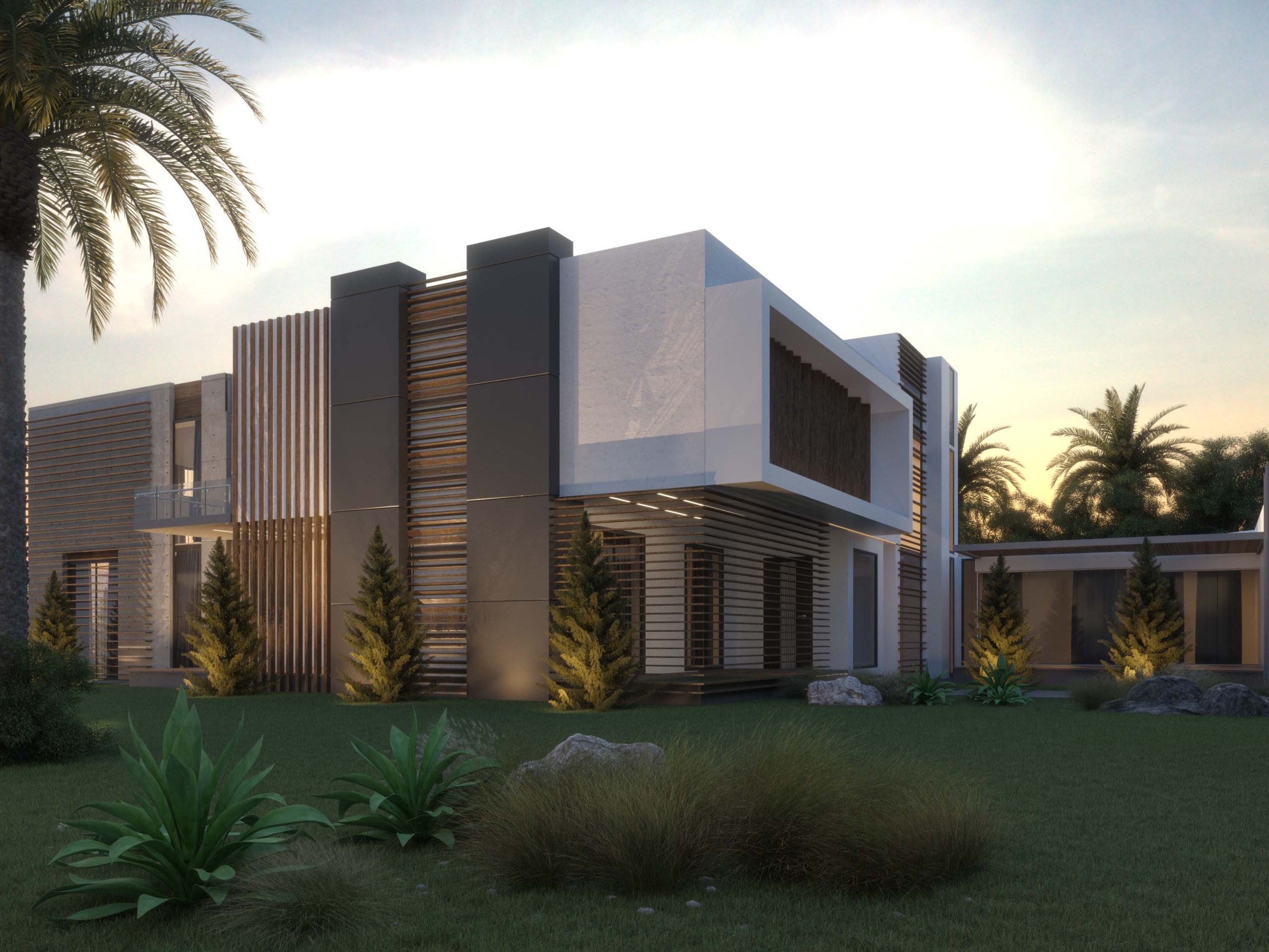 vill modern exterior design - exterior design - villa - tree -SKY 