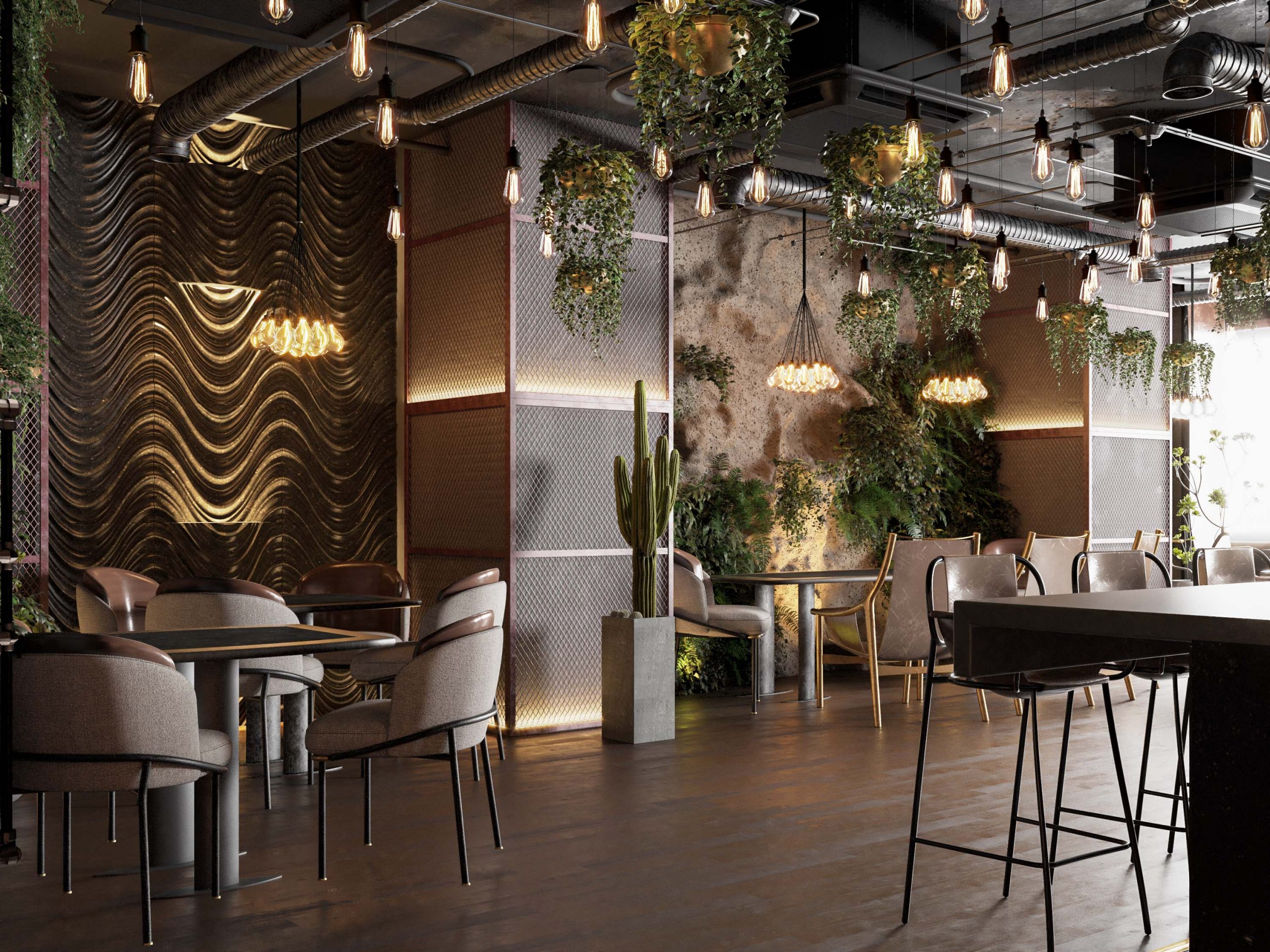 UNIQUE CAFE DESIGN - cafe - design - plants - mix styles 
