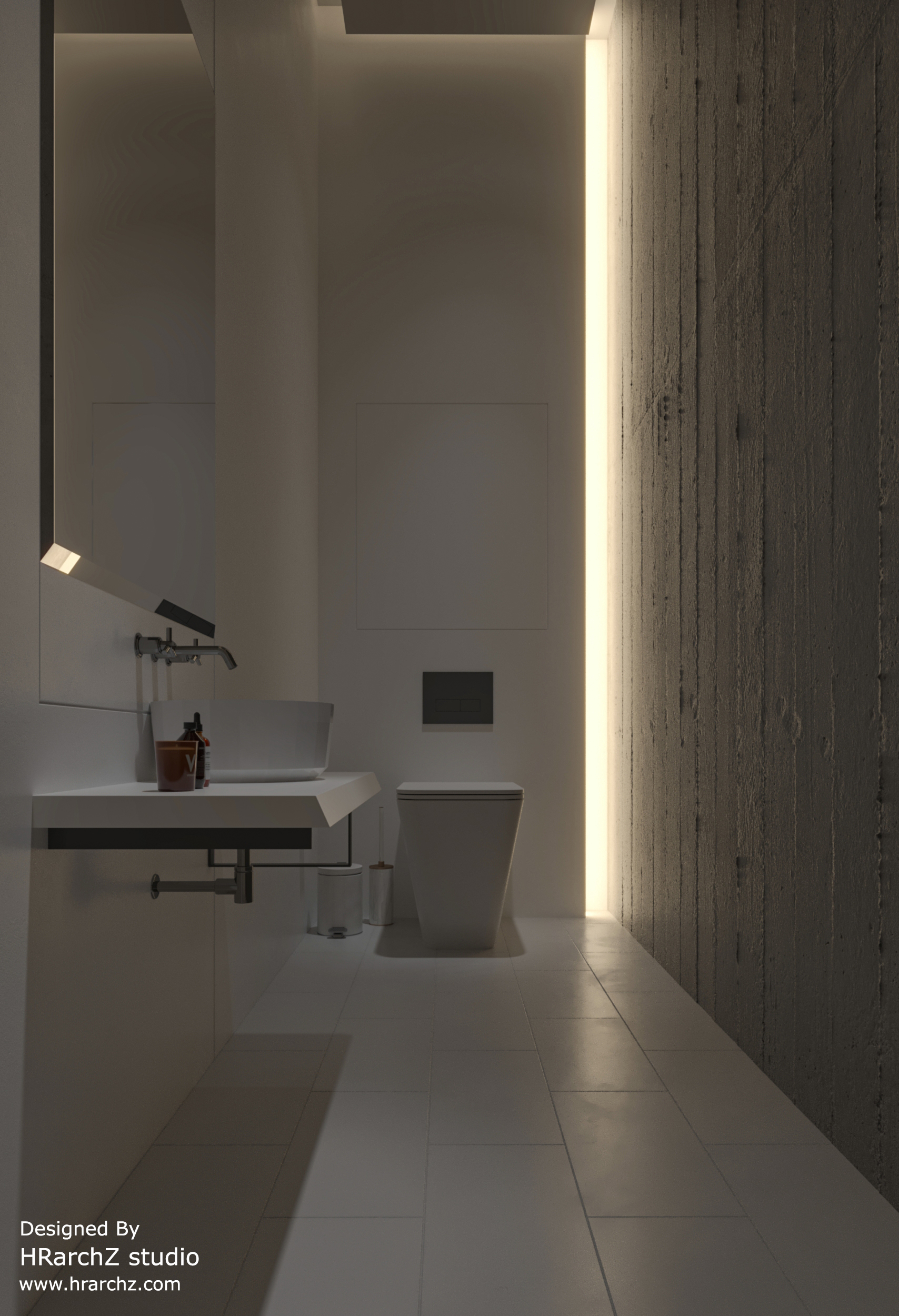 bathroom - Bauhaus - concrete wall - minimalist  
