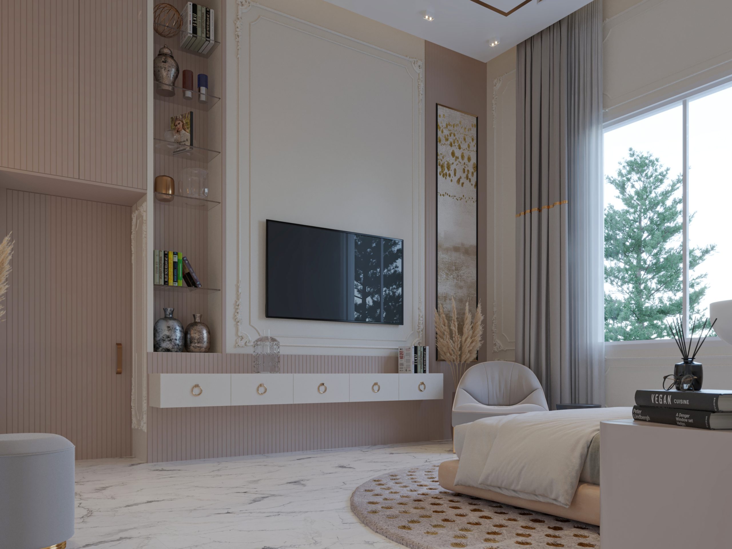 LUXURY BEDROOMS COLLECTION - tv set - beige - white -