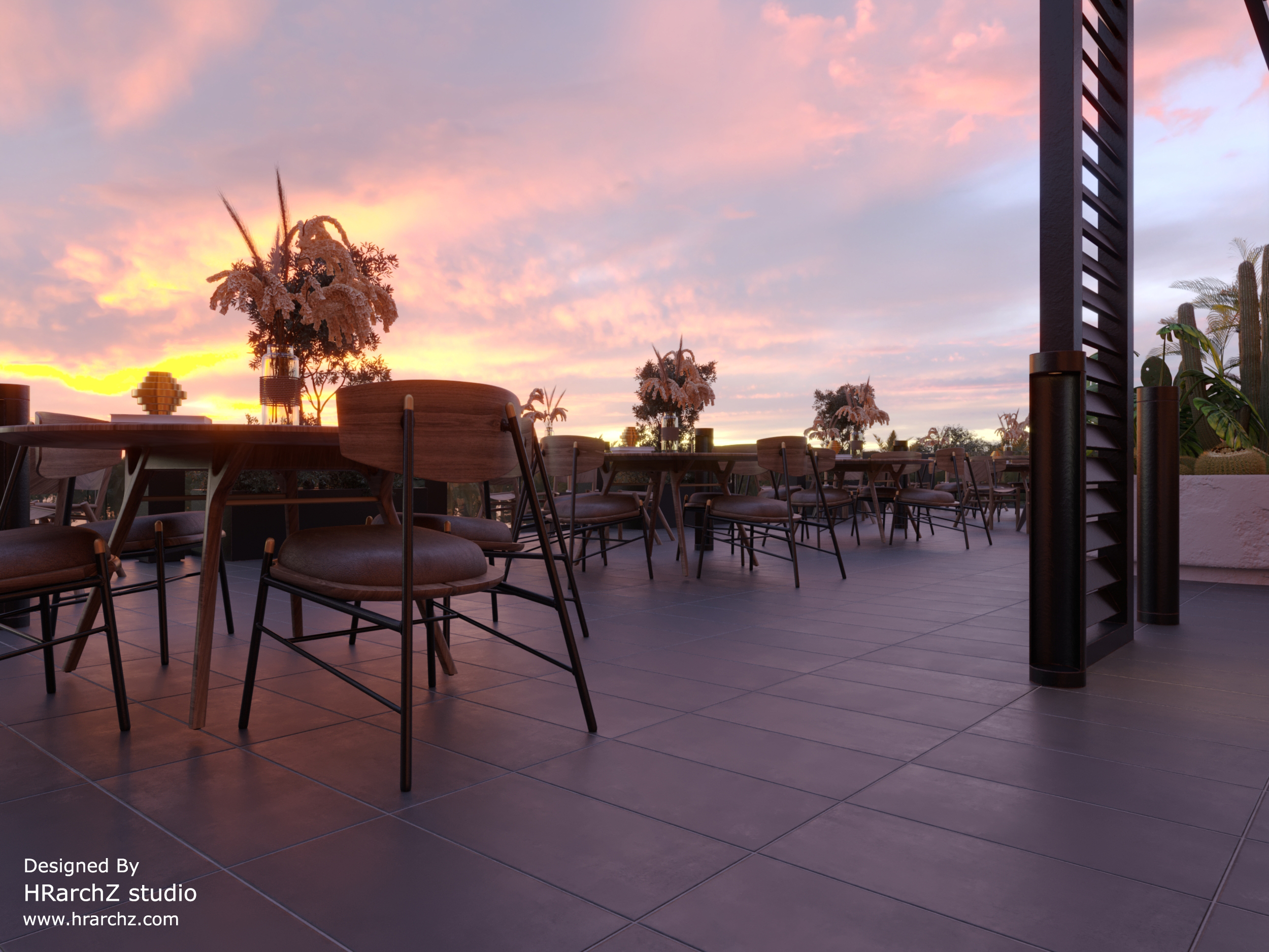 TOFFEE COFFEE TERRACE DESIGN- sky render - amazing - charming - chairs - tables 