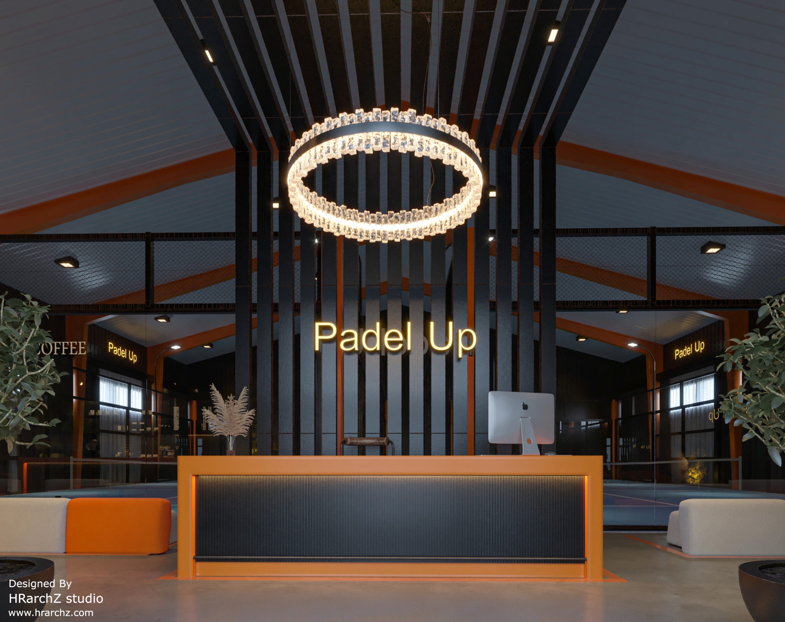 PADEL UP DESIGN - reception design - orange and black - combination -