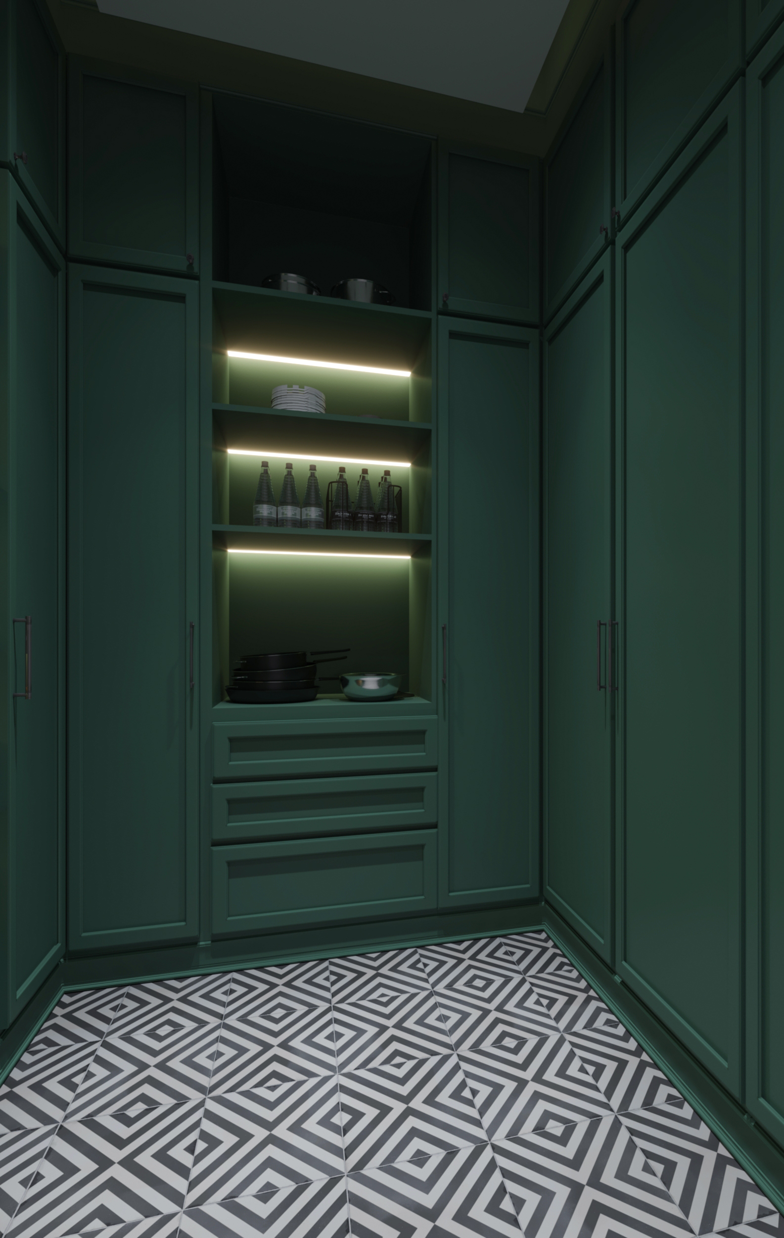 closet - storage - green - hidden light 