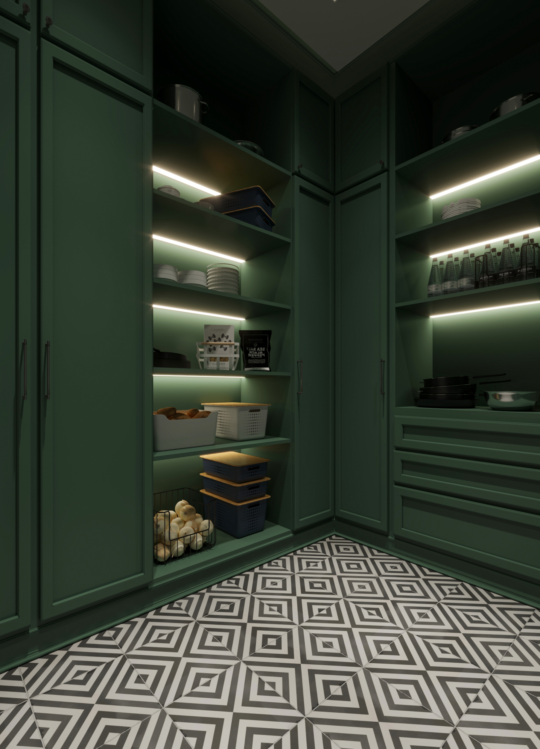 shelves - hidden lights - greeny 