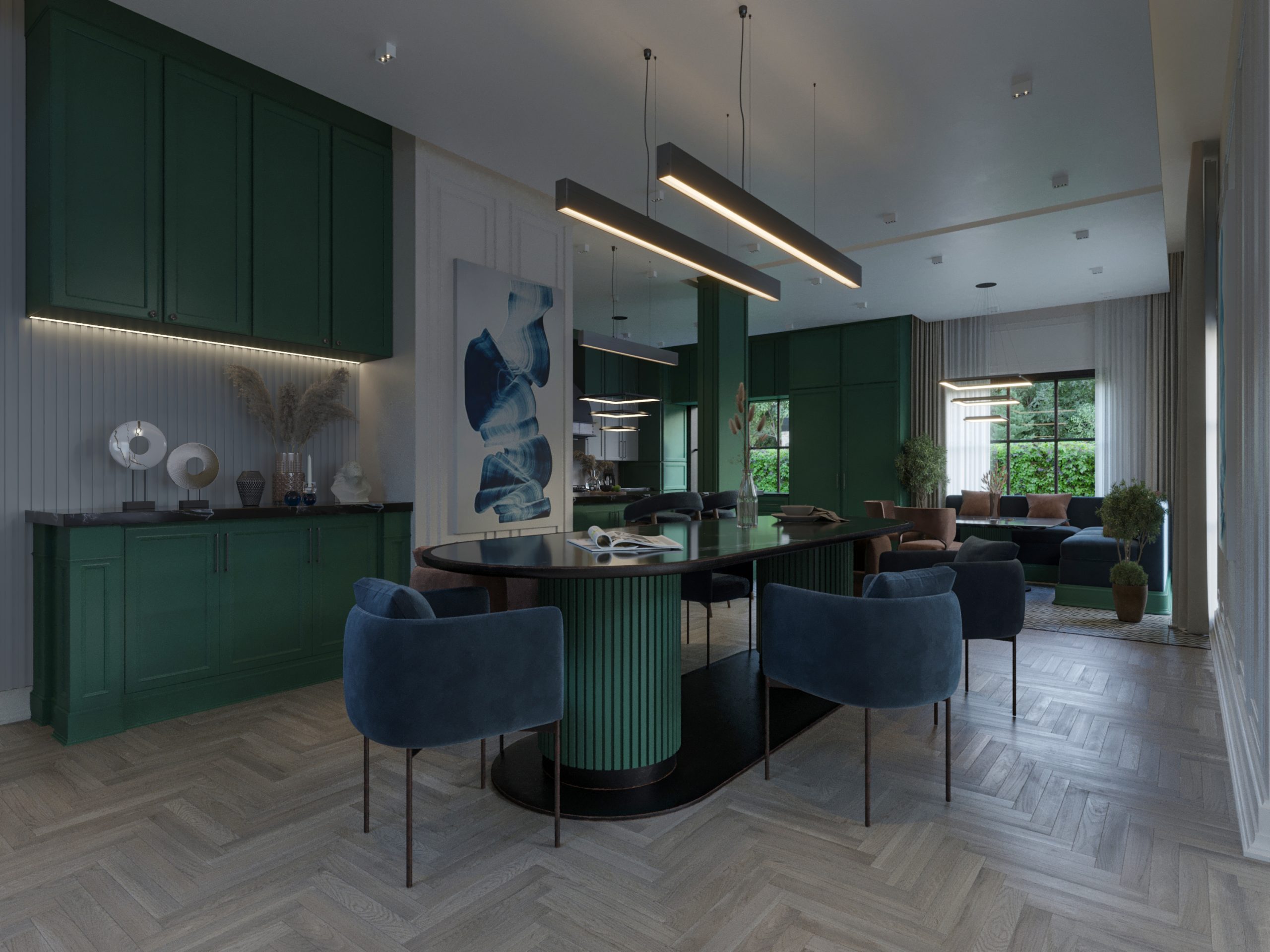 STONE LIVING ROOM DESIGN- kitchen - table design - green