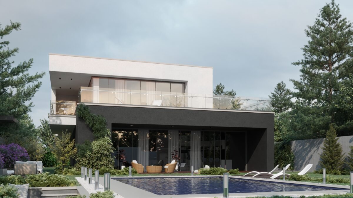 Modern two-story villa with pool and glass façade in Libya