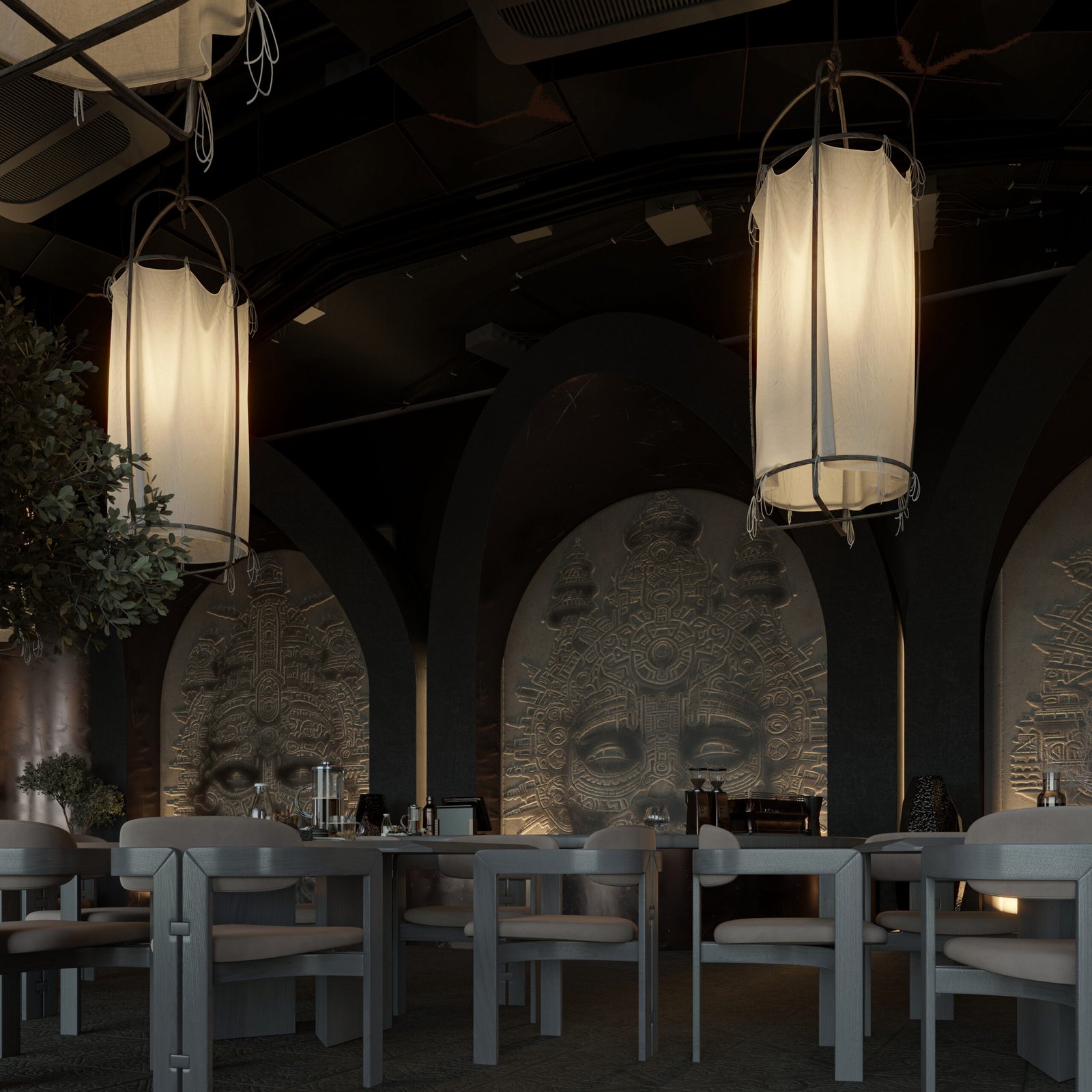 Discover Roxana Café in Cape Town, designed by HRarchZ. A unique café interior inspired by Inca civilization, blending cultural heritage with modern architecture.