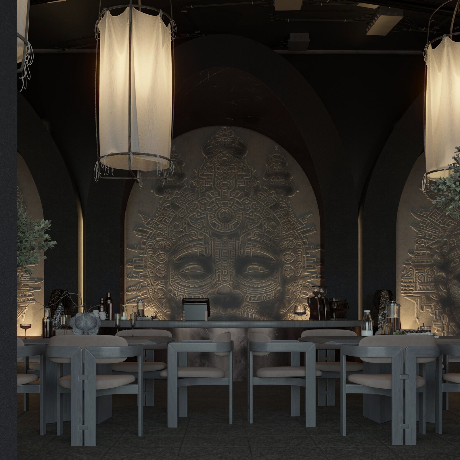 Discover Roxana Café in Cape Town, designed by HRarchZ. A unique café interior inspired by Inca civilization, blending cultural heritage with modern architecture.