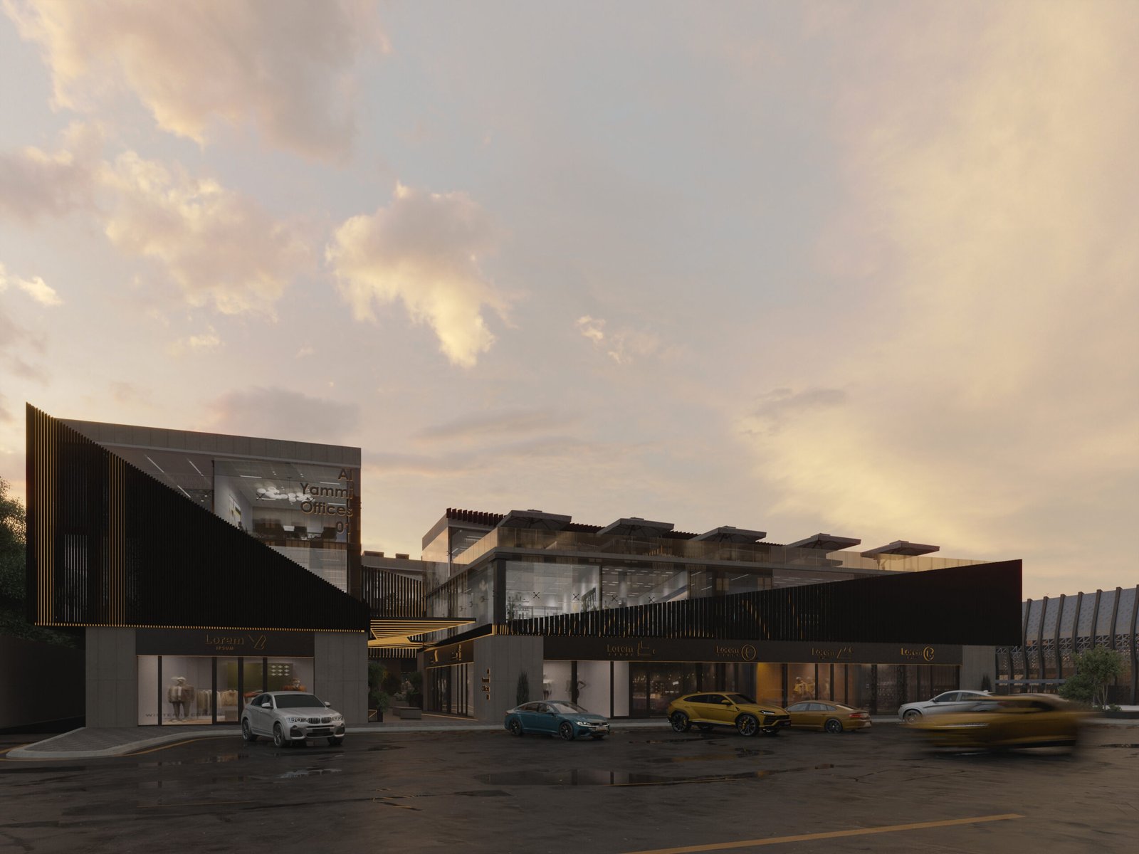 Offices, cafés, and retail spaces shaped by the spirit of Najd.