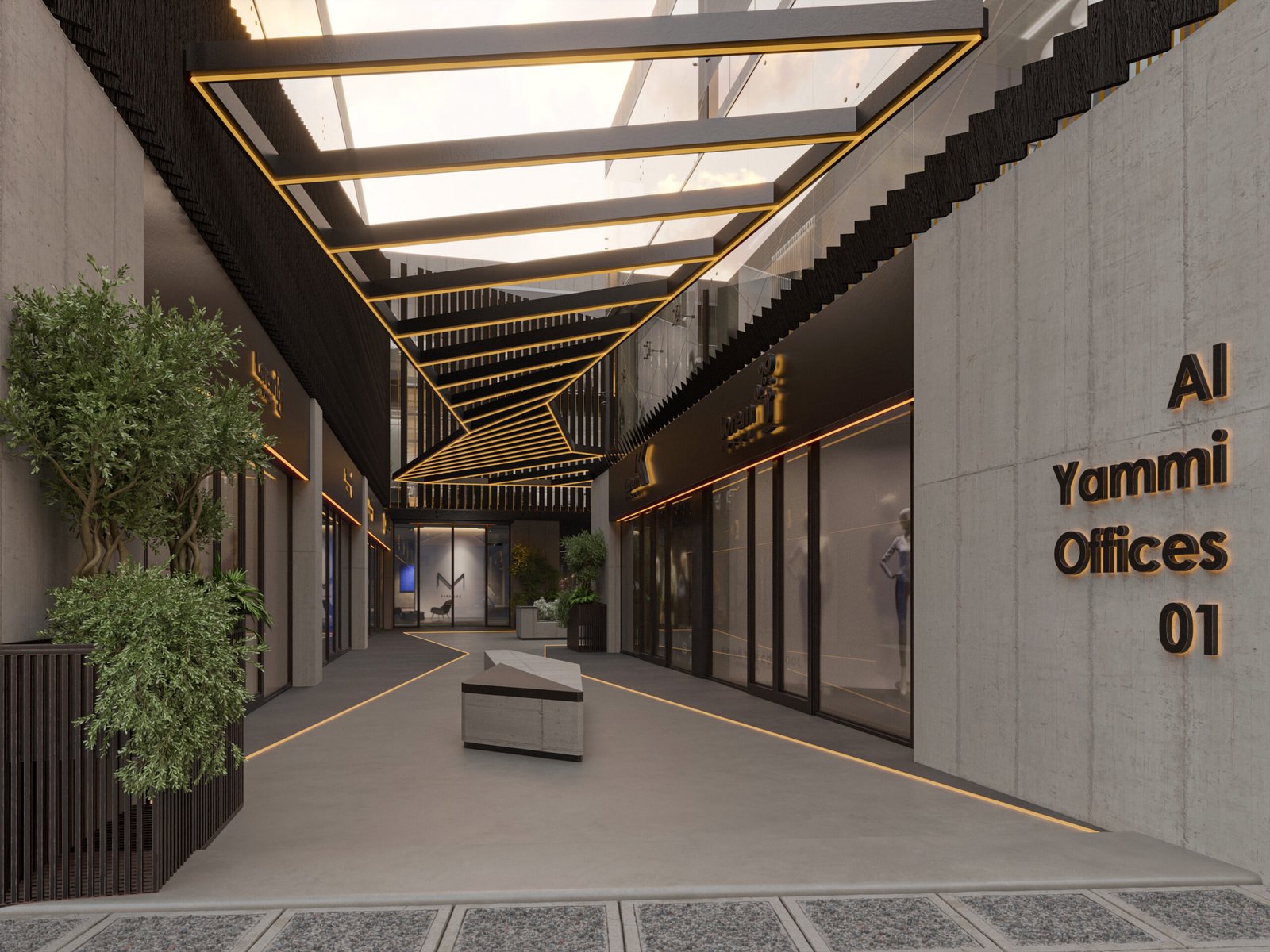 Offices, cafés, and retail spaces shaped by the spirit of Najd.