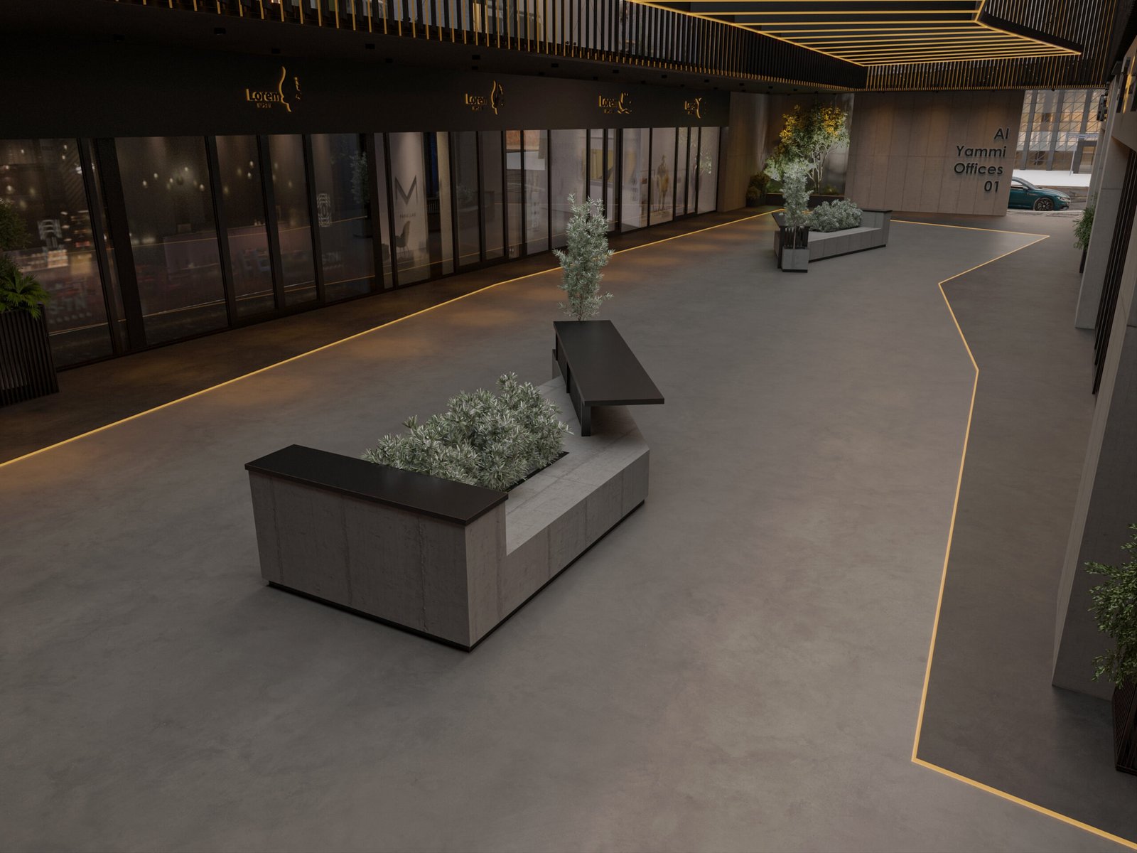 Offices, cafés, and retail spaces shaped by the spirit of Najd.